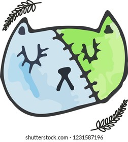 Cute kitten face vector illustration