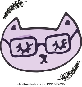 Cute kitten face vector illustration