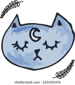 Cute kitten face vector illustration