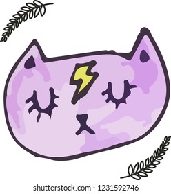 Cute kitten face vector illustration