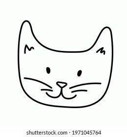 Cute kitten face. vector illustration in doodle style.