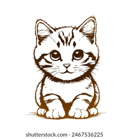 Cute kitten. favorite pet. flat vector illustration on white background
