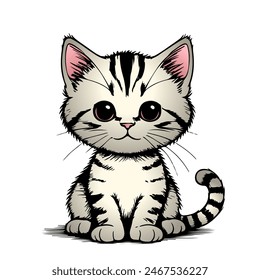 Cute kitten. favorite pet. flat vector illustration on white background