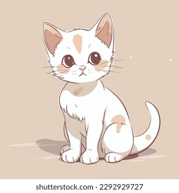 cute kitten flat vector illustration. cute kitten hand drawing isolated vector illustration