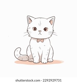 cute kitten flat vector illustration. cute kitten hand drawing isolated vector illustration