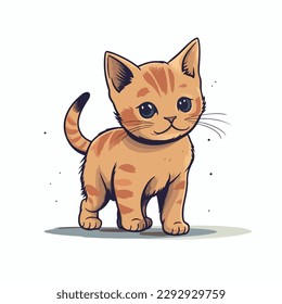 cute kitten flat vector illustration. cute kitten hand drawing isolated vector illustration