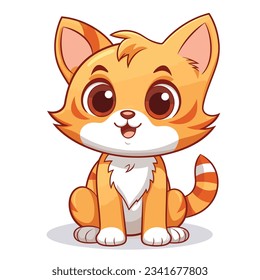 cute kitten friendly and funny cartoon vector illustration