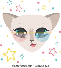 Cute kitten girl fabric print