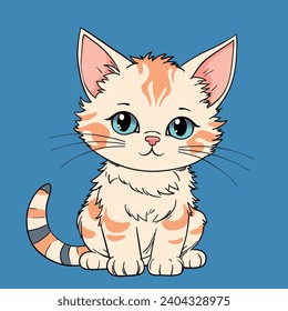 Cute kitten hand drawn cartoon vector illustration, sketch