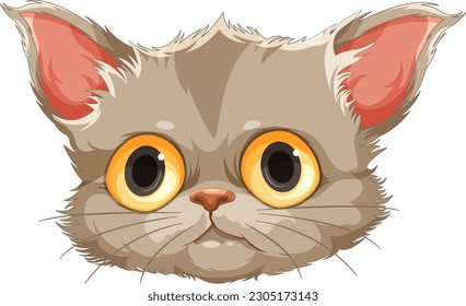 Cute Kitten Head in Cartoon Style illustration