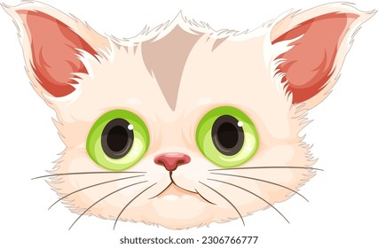 Cute Kitten Head in Cartoon Style illustration