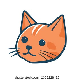 Cute kitten head, smiling, with yellow fur icon isolated
