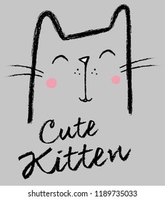 cute kitten head vector illustration