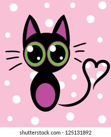 Cute kitten with heart shaped tail