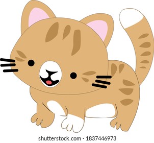 cute kitten illustration in brown color