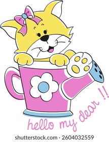 Cute Kitten Illustrations with Gardening Themes