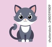 Cute kitten innocent looking cartoon vector illustration