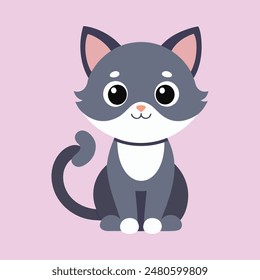 Cute kitten innocent looking cartoon vector illustration