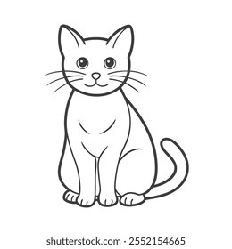 Cute Kitten Line Art Vector for Kids Coloring Pages