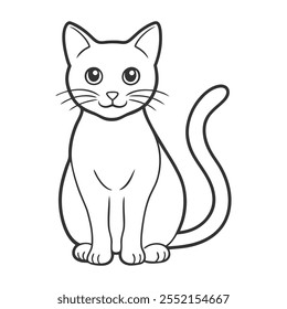 Cute Kitten Line Art Vector for Kids Coloring Pages
