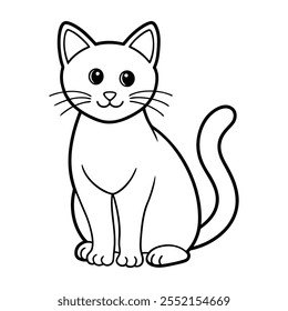 Vetor de arte de linha de gatinho bonito para crianças colorindo páginas