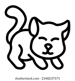 Cute kitten line icon, domestic animals concept, cat silhouette sign on white background, playing kitten icon in outline style mobile concept web design. Vector graphics.
