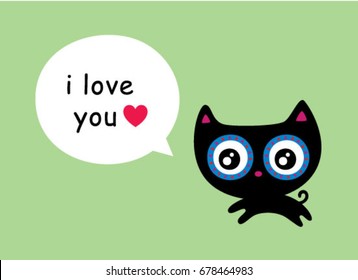 cute kitten i love you greeting vector
