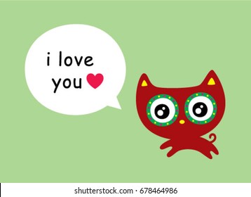 cute kitten i love you greeting vector