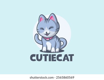 Cute kitten mascot laughing related to happy cat expression