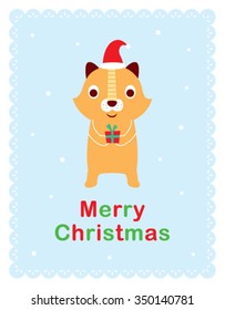 cute kitten merry christmas card