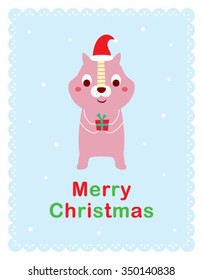 cute kitten merry christmas card