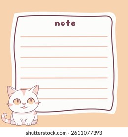 Cute Kitten Note on a Orange Background
