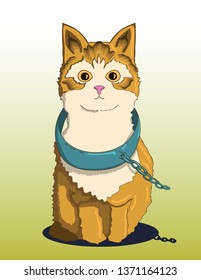 Cute Kitten On A Leash