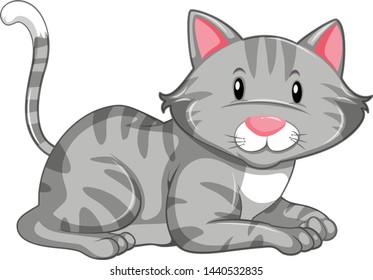 Cortar gatito en la ilustración de fondo blanco