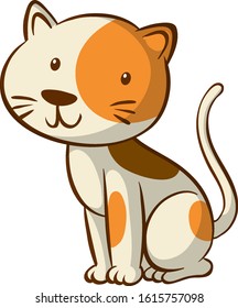 Cute kitten on white background illustration