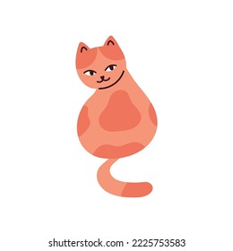Cute kitten with orange spots. Vector illustration print with a domestic cat.