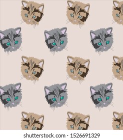 Cute Kitten Pattern Vector Kids Teen Adult Background
