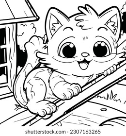 Cute kitten. Pet. Coloring book for Pre kids.