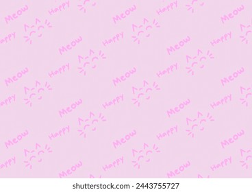 Cute Kitten Pink Background Seamless Pattern