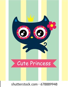 cute kitten princess vector