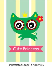 cute kitten princess vector
