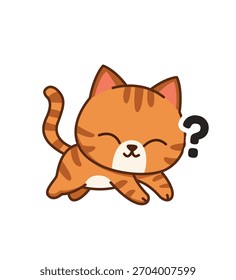Cute Kitten with Question Mark Icon Vector Illustration