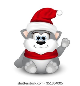 Cute kitten in Santa hat