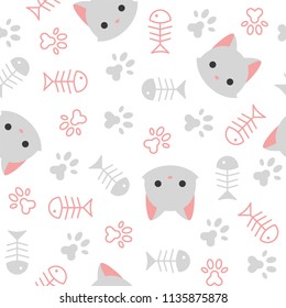 cute kitten seamless pattern, cat lover theme