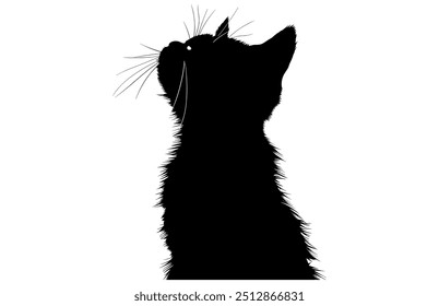 Silhueta de gatinho bonito adorável ilustração de vetor de estoque de gato.