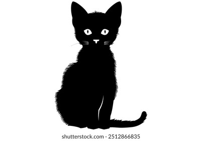 Silhueta de gatinho bonito adorável ilustração de vetor de estoque de gato.