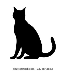 Cute kitten silhouette sitting icon isolated