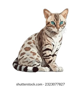 Cute kitten sitting illustration over white