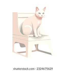 Cute kitten sitting on a chair over white
