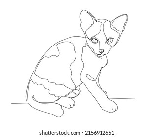 Cute gatito sentado en el suelo vector doodle continuo para fondo, papel pintado, ilustración animal, decoración, patrón, ilustración de gatos, afiche de gatos, logo, arte clip, diseño de caracteres, publicidad.